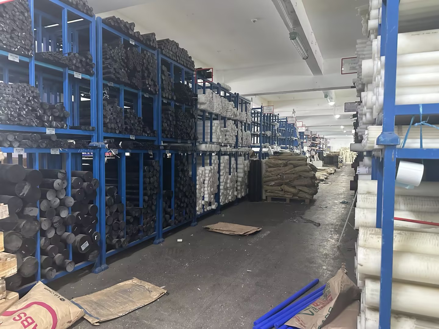 Plastic material storage area